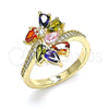 Oro Laminado Multi Stone Ring, Gold Filled Style Teardrop Design, with Multicolor Cubic Zirconia, Polished, Golden Finish, 01.210.0108.08 (Size 8)