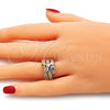 Oro Laminado Multi Stone Ring, Gold Filled Style Flower Design, with Multicolor Cubic Zirconia, Polished, Golden Finish, 01.210.0110.07 (Size 7)