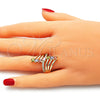 Oro Laminado Multi Stone Ring, Gold Filled Style with Multicolor Cubic Zirconia, Polished, Golden Finish, 01.210.0111.07 (Size 7)
