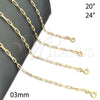 Oro Laminado Basic Necklace, Gold Filled Style Paperclip Design, Polished, Golden Finish, 04.02.0010.20 (03 MM Thickness, 20 Inches Length)