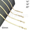 Oro Laminado Basic Necklace, Gold Filled Style Herringbone Design, Polished, Golden Finish, 04.58.0019.18 (03 MM Thickness, 18 Inches Length)