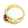 Oro Laminado Multi Stone Ring, Gold Filled Style Elephant Design, with Garnet Cubic Zirconia, Polished, Golden Finish, 01.284.0039.1.09 (Size 9)