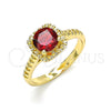 Oro Laminado Multi Stone Ring, Gold Filled Style with Garnet Cubic Zirconia, Polished, Golden Finish, 01.284.0044.1.08 (Size 8)