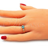 Oro Laminado Multi Stone Ring, Gold Filled Style with Blue Topaz and White Cubic Zirconia, Polished, Golden Finish, 01.284.0046.1.09 (Size 9)