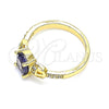 Oro Laminado Multi Stone Ring, Gold Filled Style with Amethyst and White Cubic Zirconia, Polished, Golden Finish, 01.284.0051.1.07 (Size 7)