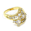 Oro Laminado Multi Stone Ring, Gold Filled Style with White Cubic Zirconia, Polished, Golden Finish, 01.221.0006.09 (Size 9)