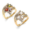 Oro Laminado Multi Stone Ring, Gold Filled Style with White Cubic Zirconia, Polished, Golden Finish, 01.221.0006.09 (Size 9)