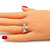 Oro Laminado Multi Stone Ring, Gold Filled Style Teardrop Design, with White Cubic Zirconia, Polished, Golden Finish, 01.221.0007.09 (Size 9)