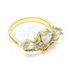 Oro Laminado Multi Stone Ring, Gold Filled Style Teardrop Design, with White Cubic Zirconia, Polished, Golden Finish, 01.221.0007.09 (Size 9)