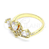 Oro Laminado Multi Stone Ring, Gold Filled Style Teardrop Design, with White Cubic Zirconia, Polished, Golden Finish, 01.221.0007.09 (Size 9)