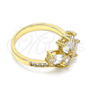 Oro Laminado Multi Stone Ring, Gold Filled Style Teardrop Design, with White Cubic Zirconia, Polished, Golden Finish, 01.221.0008.09 (Size 9)