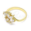 Oro Laminado Multi Stone Ring, Gold Filled Style Teardrop Design, with White Cubic Zirconia, Polished, Golden Finish, 01.221.0008.09 (Size 9)