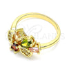 Oro Laminado Multi Stone Ring, Gold Filled Style Teardrop Design, with Multicolor Cubic Zirconia, Polished, Golden Finish, 01.221.0010.1.09 (Size 9)