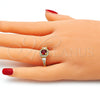 Oro Laminado Multi Stone Ring, Gold Filled Style Baguette Design, with Garnet and White Cubic Zirconia, Polished, Golden Finish, 01.221.0013.09 (Size 9)