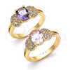 Oro Laminado Multi Stone Ring, Gold Filled Style with Amethyst and White Cubic Zirconia, Polished, Golden Finish, 01.284.0048.1.08 (Size 8)