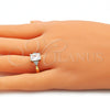 Oro Laminado Multi Stone Ring, Gold Filled Style with White Cubic Zirconia, Polished, Golden Finish, 01.210.0119.5.06 (Size 6)
