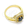 Oro Laminado Multi Stone Ring, Gold Filled Style with Black and White Cubic Zirconia, Polished, Golden Finish, 01.210.0123.3.06 (Size 6)