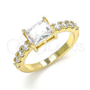 Oro Laminado Multi Stone Ring, Gold Filled Style with White Cubic Zirconia, Polished, Golden Finish, 01.210.0125.06 (Size 6)