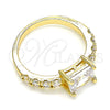 Oro Laminado Multi Stone Ring, Gold Filled Style with White Cubic Zirconia, Polished, Golden Finish, 01.210.0125.09 (Size 9)