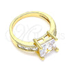 Oro Laminado Multi Stone Ring, Gold Filled Style with White Cubic Zirconia, Polished, Golden Finish, 01.210.0126.06 (Size 6)
