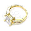 Oro Laminado Multi Stone Ring, Gold Filled Style with White Cubic Zirconia, Polished, Golden Finish, 01.210.0126.06 (Size 6)