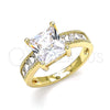 Oro Laminado Multi Stone Ring, Gold Filled Style with White Cubic Zirconia, Polished, Golden Finish, 01.210.0126.06 (Size 6)
