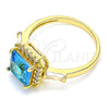 Oro Laminado Multi Stone Ring, Gold Filled Style with Blue Topaz and White Cubic Zirconia, Polished, Golden Finish, 01.210.0129.2.09 (Size 9)