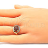 Oro Laminado Multi Stone Ring, Gold Filled Style Evil Eye Design, with Brown Goldstone Venturina and White Cubic Zirconia, Polished, Golden Finish, 01.210.0133.06 (Size 6)