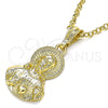 Oro Laminado Religious Pendant, Gold Filled Style Sagrado Corazon de Jesus Design, Polished, Golden Finish, 05.351.0138.1