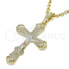 Oro Laminado Religious Pendant, Gold Filled Style Crucifix Design, Polished, Tricolor, 05.351.0181.1