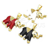 Oro Laminado Fancy Pendant, Gold Filled Style Elephant Design, Black Enamel Finish, Golden Finish, 05.253.0119.2