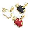 Oro Laminado Fancy Pendant, Gold Filled Style Elephant Design, Red Enamel Finish, Golden Finish, 05.253.0120.1