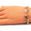Oro Laminado Charm Bracelet, Gold Filled Style Butterfly Design, Polished, Tricolor, 03.331.0171.08 (06 MM Thickness, 8 Inches Length)