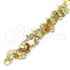 Oro Laminado Charm Bracelet, Gold Filled Style Butterfly and Ball Design, Polished, Tricolor, 03.331.0191.08 (05 MM Thickness, 8 Inches Length)