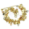Oro Laminado Charm Bracelet, Gold Filled Style Butterfly and Ball Design, Polished, Tricolor, 03.331.0191.08 (05 MM Thickness, 8 Inches Length)