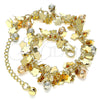 Oro Laminado Charm Bracelet, Gold Filled Style Flower and Ball Design, Polished, Tricolor, 03.331.0196.07 (05 MM Thickness, 7 Inches Length)