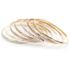 Gold Plated Semanario Bangle, Diamond Cutting Finish, Tricolor, 07.07.0012.06 (04 MM Thickness, Size 6 (2.75 Diameter))