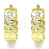 Oro Laminado Medium Hoop, Gold Filled Style Hugs and Kisses Design, Polished, Golden Finish, 02.160.0016.30