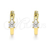Oro Laminado Small Hoop, Gold Filled Style with White Cubic Zirconia, Polished, Golden Finish, 02.210.0499.12