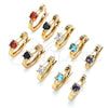 Oro Laminado Small Hoop, Gold Filled Style with Garnet Cubic Zirconia, Polished, Golden Finish, 02.210.0499.1.12