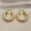 Oro Laminado Medium Hoop, Gold Filled Style Twist Design, Polished, Golden Finish, 02.163.0146.30