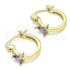 Oro Laminado Small Hoop, Gold Filled Style with Amethyst Cubic Zirconia, Polished, Golden Finish, 02.210.0501.3.12