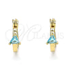 Oro Laminado Small Hoop, Gold Filled Style with Blue Topaz Cubic Zirconia, Polished, Golden Finish, 02.210.0501.4.12