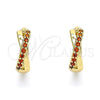 Oro Laminado Huggie Hoop, Gold Filled Style with Garnet Micro Pave, Polished, Golden Finish, 02.284.0036.1.12
