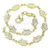 Oro Laminado Fancy Bracelet, Gold Filled Style Hand of God Design, Polished, Golden Finish, 03.326.0017.08 (07 MM Thickness, 8 Inches Length)