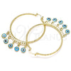 Oro Laminado Large Hoop, Gold Filled Style Evil Eye Design, Turquoise Resin Finish, Golden Finish, 02.380.0072.50