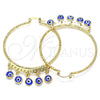Oro Laminado Large Hoop, Gold Filled Style Evil Eye Design, Blue Resin Finish, Golden Finish, 02.380.0072.1.50