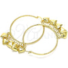 Oro Laminado Large Hoop, Gold Filled Style Heart Design, Diamond Cutting Finish, Golden Finish, 02.380.0022.1.50