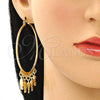 Oro Laminado Large Hoop, Gold Filled Style Elephant Design, Diamond Cutting Finish, Golden Finish, 02.380.0041.1.50