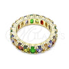Oro Laminado Multi Stone Ring, Gold Filled Style with Multicolor Cubic Zirconia, Polished, Golden Finish, 01.210.0137.07 (Size 7)